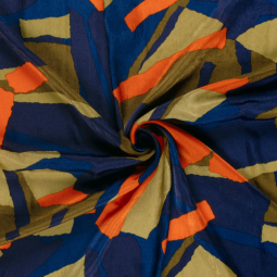 Tissu satin velvet - Abstrait vert olive