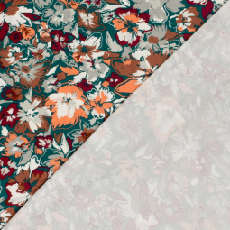 Tissu jersey viscose - Fleurs vert foncé