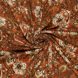 Tissu jersey viscose - Paisley brique