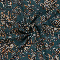 Tissu jersey Milano - Paisley vert foncé