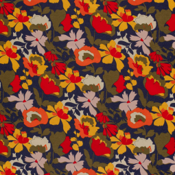 Tissu jersey Milano - Fleurs bleu marine