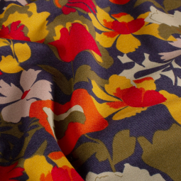 Tissu jersey Milano - Fleurs bleu marine