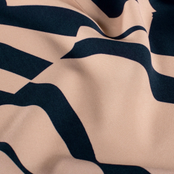 Tissu popeline de viscose - Abstract bleu marine