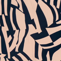 Tissu popeline de viscose - Abstract bleu marine