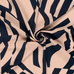 Tissu popeline de viscose - Abstract bleu marine