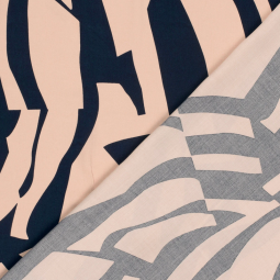 Tissu popeline de viscose - Abstract bleu marine