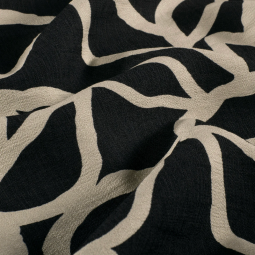 Tissu viscose nylon ottoman - Fleurs beige