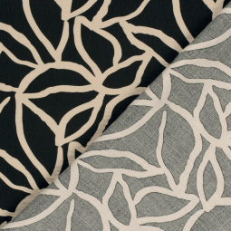 Tissu viscose nylon ottoman - Fleurs beige