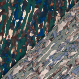 Tissu viscose nylon ottoman - Fleurs vert foncé