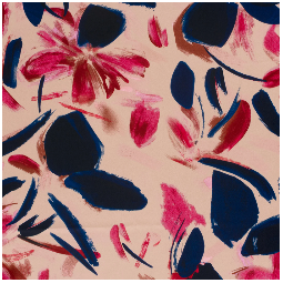 Tissu satin duchesse - fleurs bleu marine