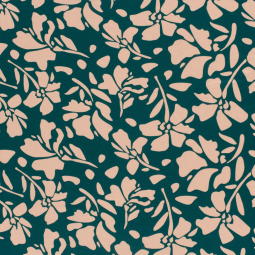 Tissu sergé de viscose - Fleurs vert foncé