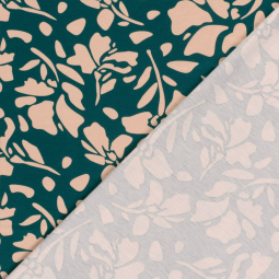 Tissu sergé de viscose - Fleurs vert foncé