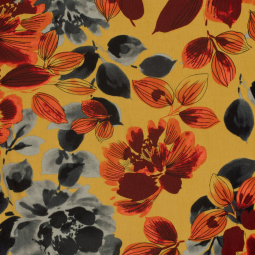 Tissu borken crêpe viscose - Fleurs ocre