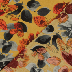 Tissu borken crêpe viscose - Fleurs ocre