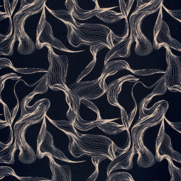 Tissu borken crêpe viscose - Abstrait bleu marine