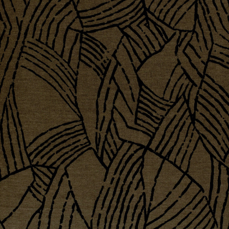 Tissu maille poly viscose - Abstrait gris taupe