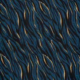 Tissu jersey viscose - Tigres bleu acier