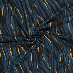 Tissu jersey viscose - Tigres bleu acier