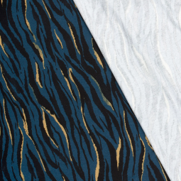 Tissu jersey viscose - Tigres bleu acier