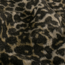 Tissu lainage jacquard - Léopard camel