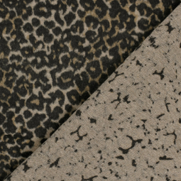 Tissu lainage jacquard - Léopard camel