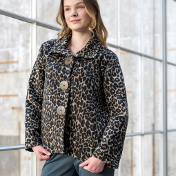 Tissu lainage jacquard - Léopard camel