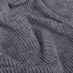 Tissu maille côtelé irisé - Noir