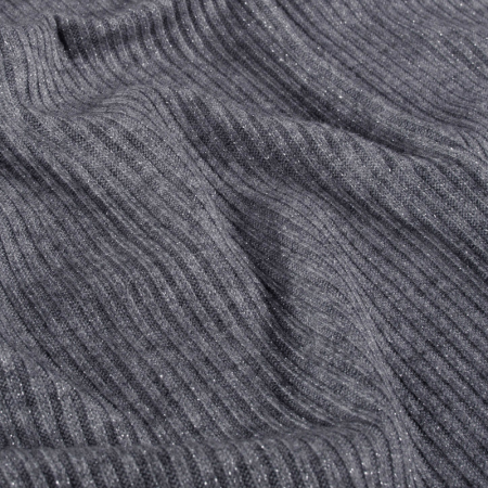 Tissu maille côtelé irisé - Noir