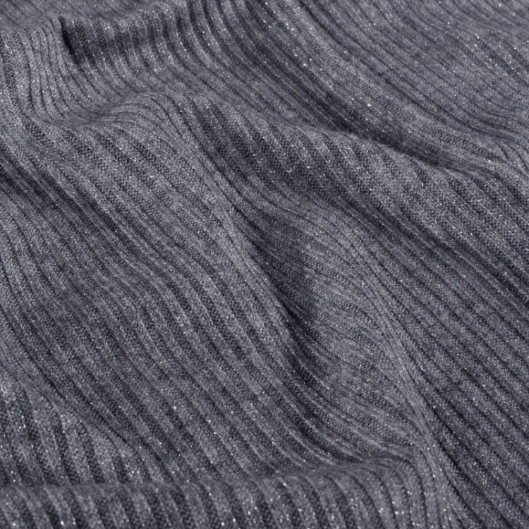 Tissu maille côtelé irisé - Noir