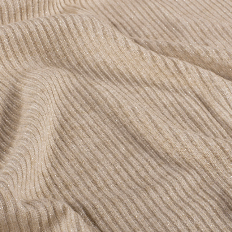 Tissu maille côtelé irisé - beige