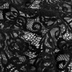 Tissu dentelle - Chenille noir