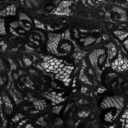 Tissu dentelle - Chenille noir
