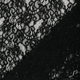 Tissu dentelle - Chenille noir