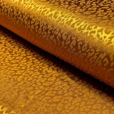 Tissu satin jacquard - Léoprard ocre