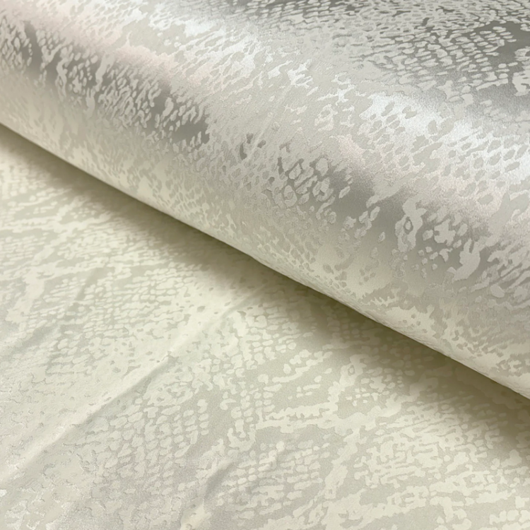 Tissu satin jacquard - Serpent écru