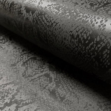 Tissu satin jacquard - Serpent noir