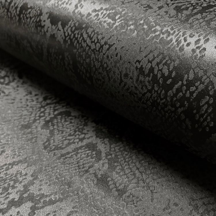 Tissu satin jacquard - Serpent noir