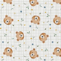 Tissu coton - Albert blanc vert