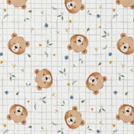 Tissu coton - Albert blanc vert