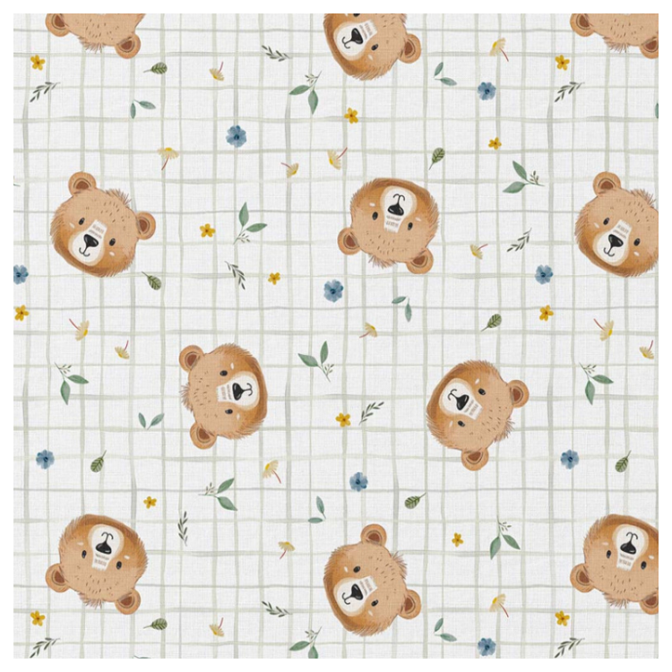 Tissu coton - Albert blanc vert