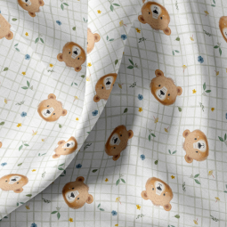 Tissu coton - Albert blanc vert