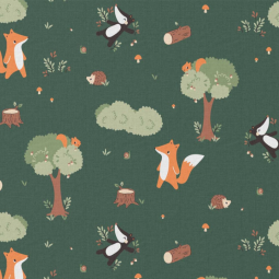 Tissu coton - Guy vert orange