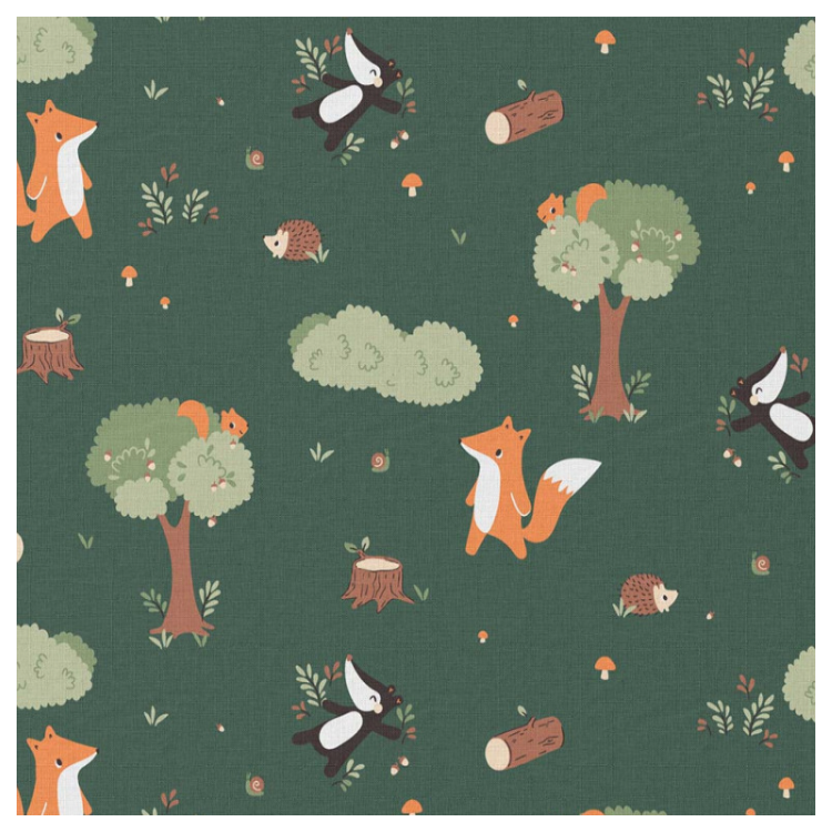 Tissu coton - Guy vert orange