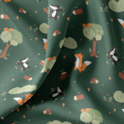 Tissu coton - Guy vert orange