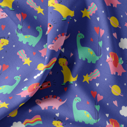 Tissu coton - Madonna bleu rose