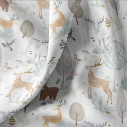 Tissu coton - Broceliande blanc camel