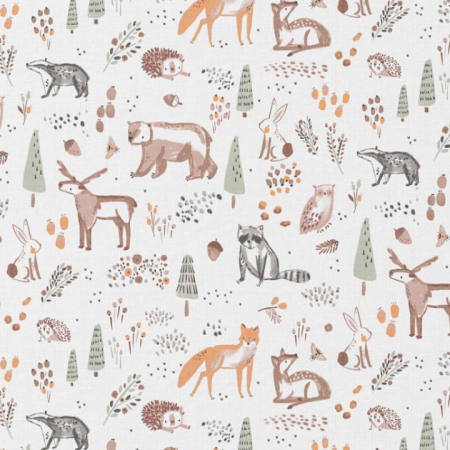 Tissu coton - Ottawa blanc marron