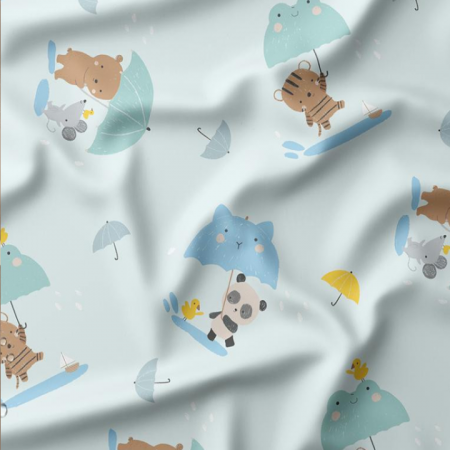 Tissu imperméable - Etoile clapotis bleu jaune