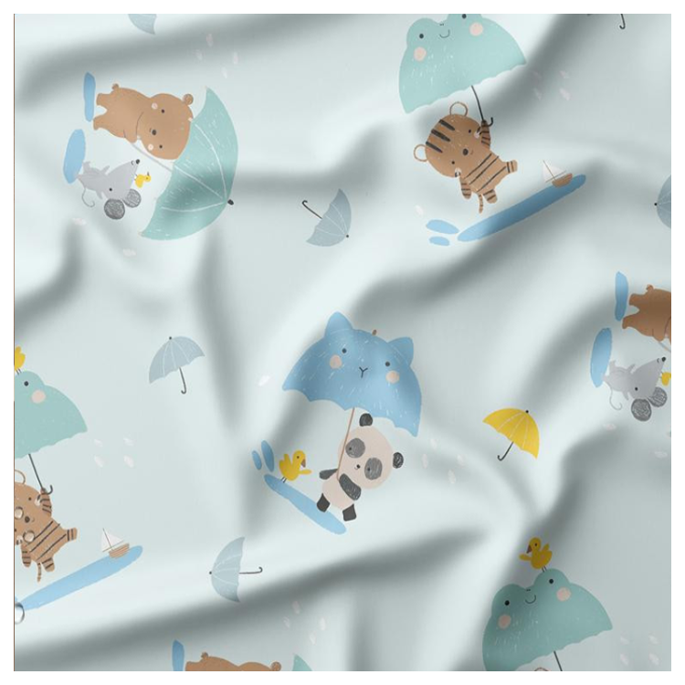 Tissu imperméable - Etoile clapotis bleu jaune