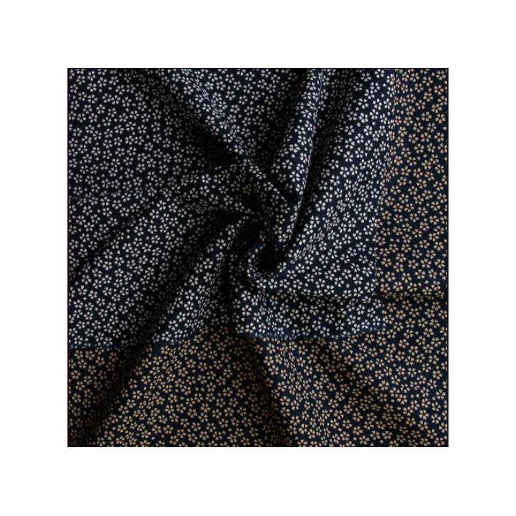 Tissu Sevenberry - Nara Homespun flower indigo